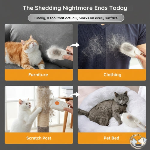 3-in-1 Steam Grooming Brush – Effortless Shedding Control for Cats & Pets