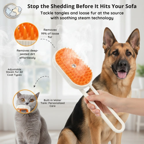 3-in-1 Steam Grooming Brush – Effortless Shedding Control for Cats & Pets